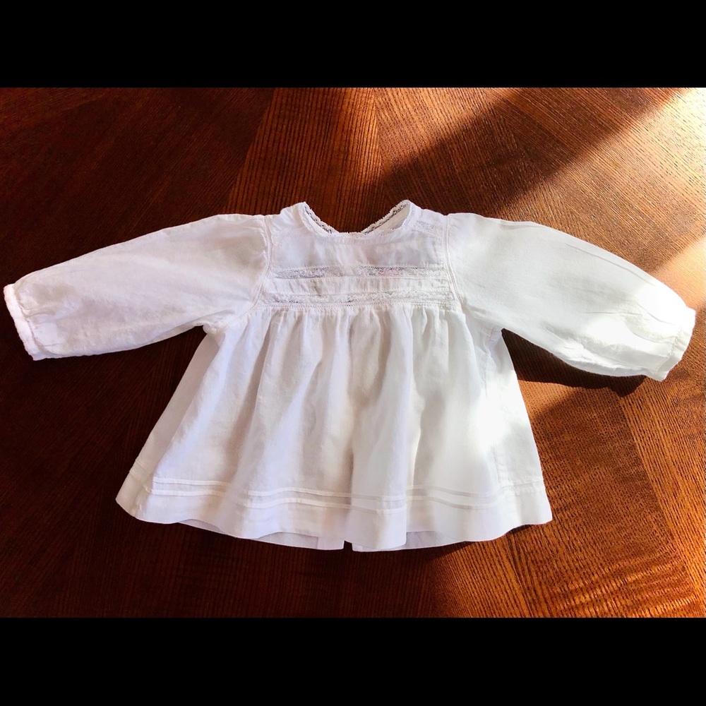 Bonpoint Lace Blouse in Milk White, 0-3 months